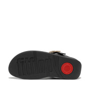 LULU Crystal-Buckle Leather Toe-Post Sandals