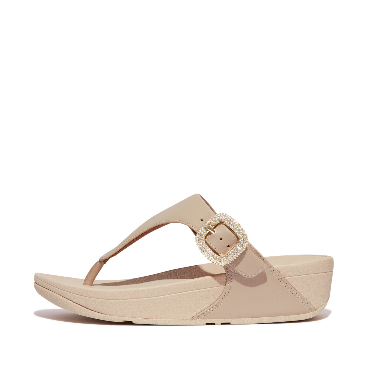 LULU Crystal-Buckle Leather Toe-Post Sandals - Stone Beige (HN9-A20) |  FitFlop Singapore