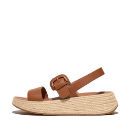 F-MODE Espadrille Buckle Leather Flatform Sandals