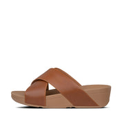 LULU Leather Cross Slide Sandals
