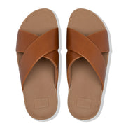 LULU Leather Cross Slide Sandals