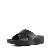 LULU Leather Cross Slide Sandals