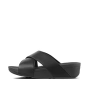 LULU Leather Cross Slide Sandals